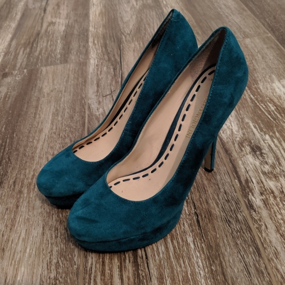 Enzo Angiolini Shoes - Enzo Angiolini Teal Turquoise Suede 3 inch Heels